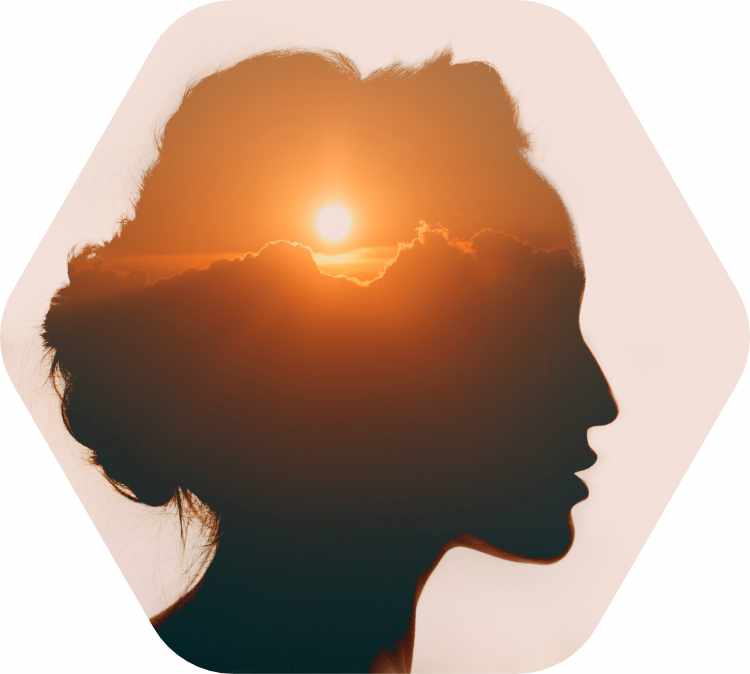 Sunset in woman's head