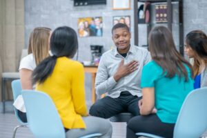 group therapy session during residential mental health treatment